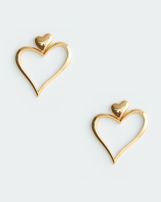 GILDED STATEMENT HEART EARRING