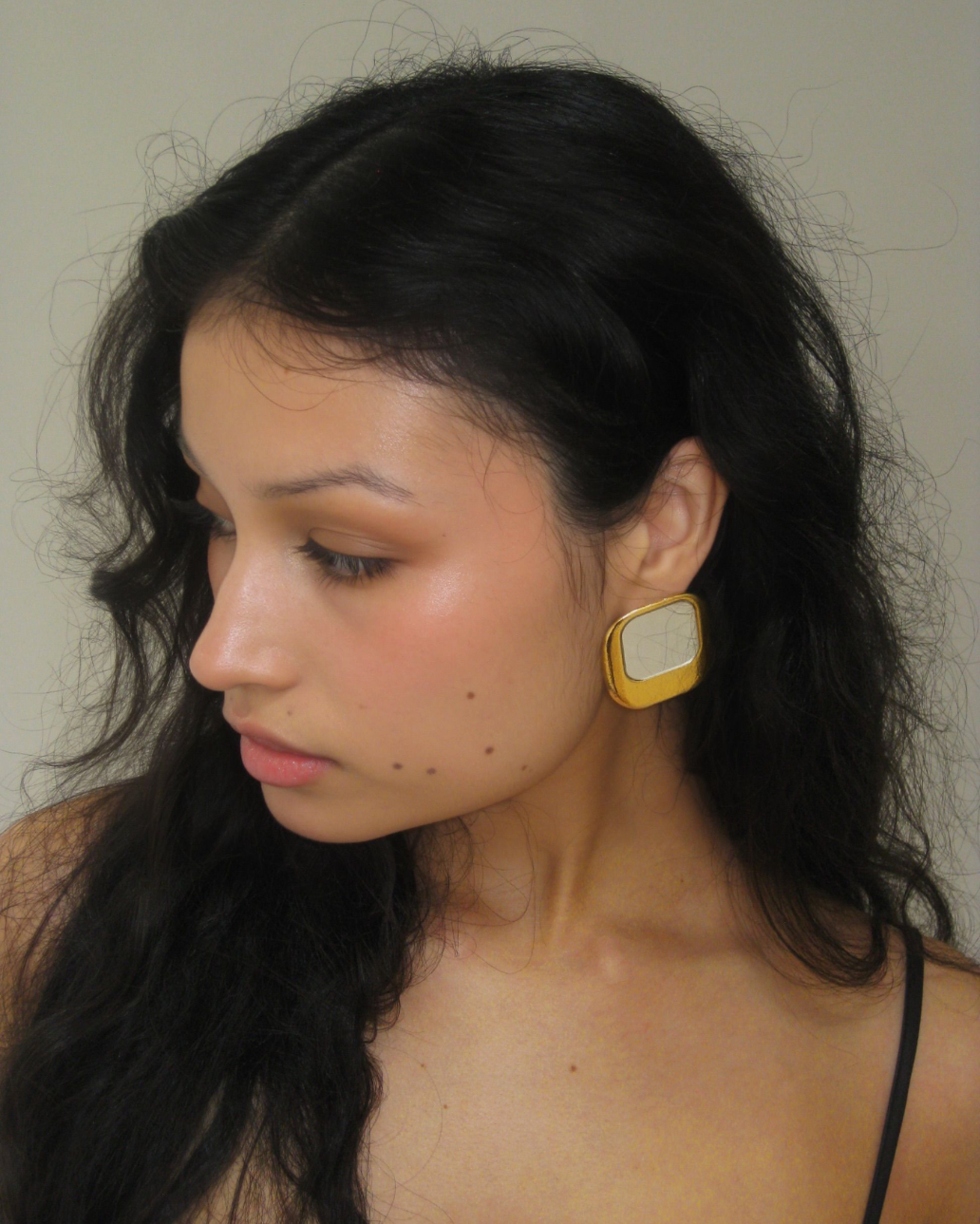 TWO TONE SQUARE EARRING