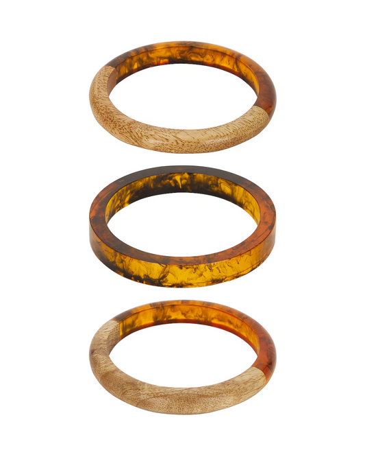 WOOD CUFF BRACELET SET