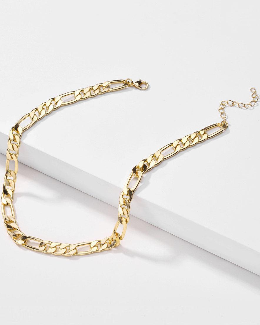 Shiny Gold Figaro Link Chain Necklace
