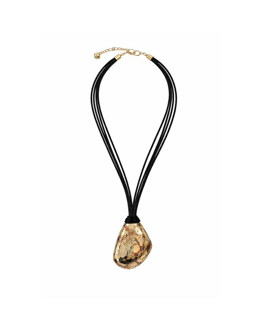 Mariella Cord Necklace – woven cord statement necklace with gold-tone accents