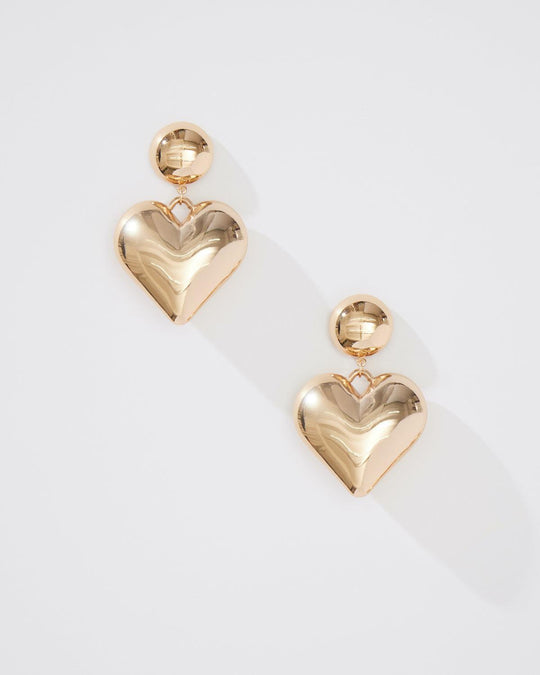 Genevieve heart dangle earrings in gold and silver plate
