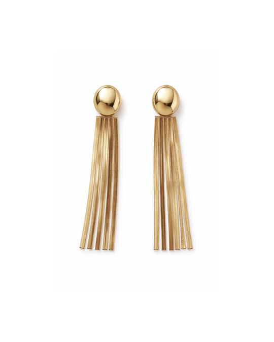 Sunset Fringe Earring in gold – multi-strand fringe drop earring