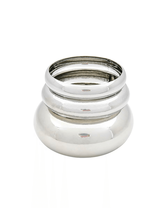 Bangle Bracelet Set in silver, three stacked high-shine bangles