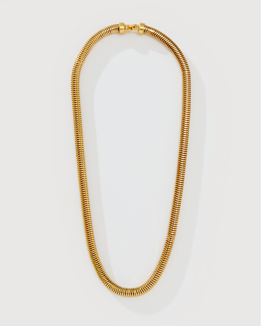 Gilded long gold chain necklace in 24k gold plate