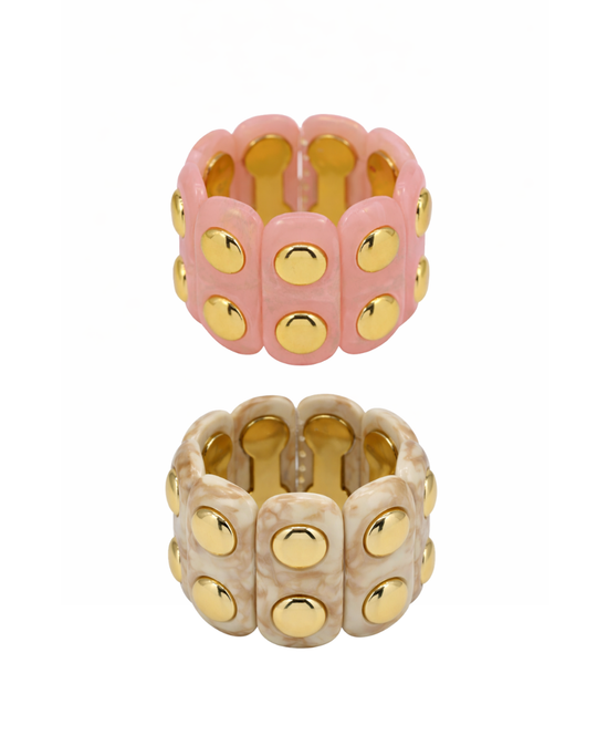 Calin Bracelet Set – acrylic and gold stretch bracelets