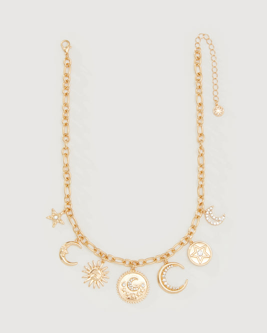 CELESTE MOON CHARM NECKLACE