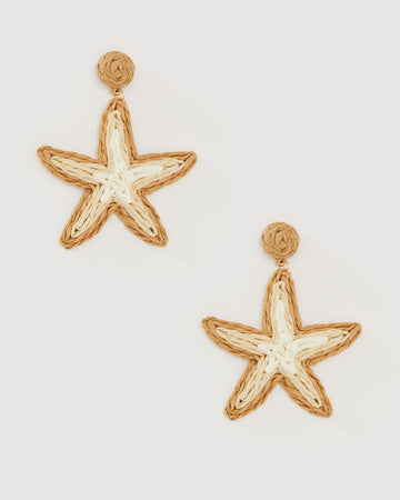 STRAW STARFISH EARRING