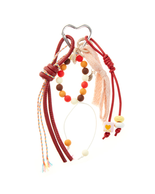 Love Letter Bag Charm – silver-tone heart bag charm with rope and beads