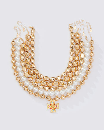 LAYERED CROSS NECKLACE