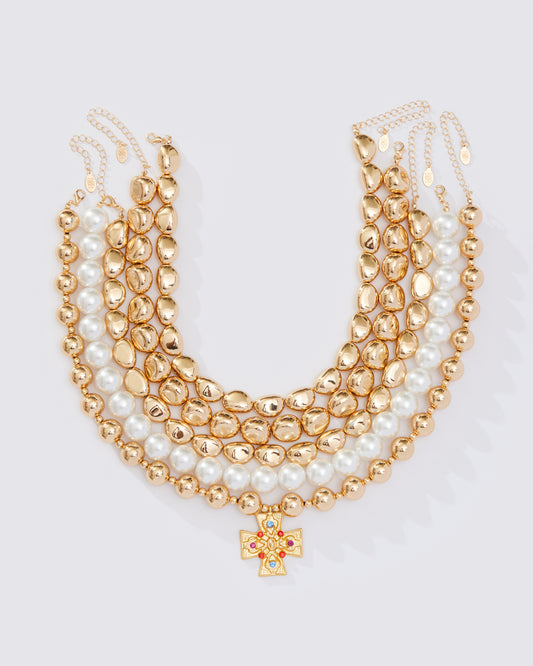 LAYERED CROSS NECKLACE