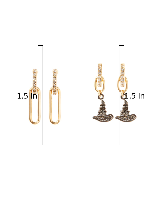 OBLONG MINI HOOP WITH ELPHABA CHARMS