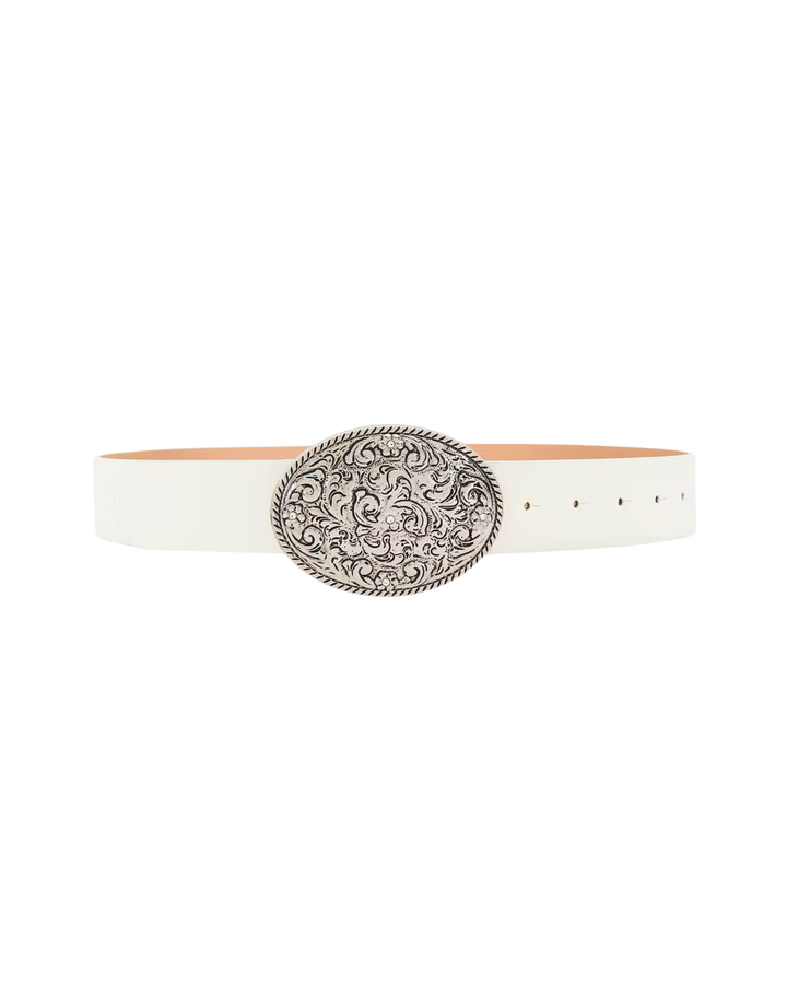 Blue Mesa western belt in off white with silver-tone buckle