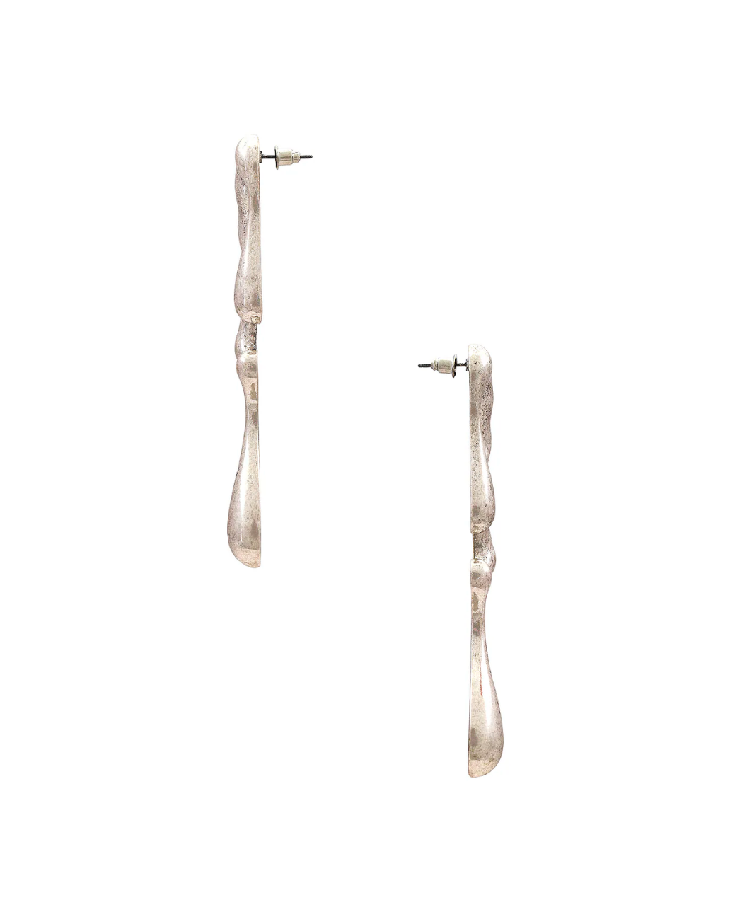 BURNISHED SILVER DROP EARRING