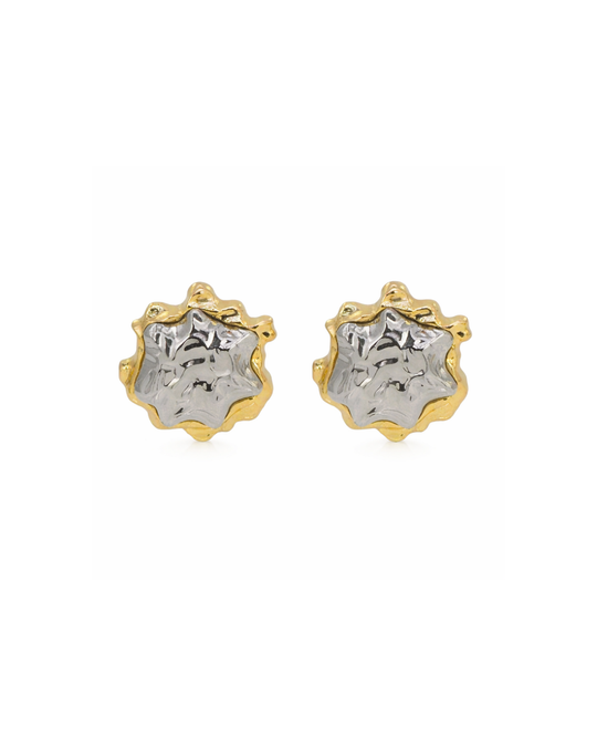 Moon Dual Stud in gold – double crescent moon stud earring