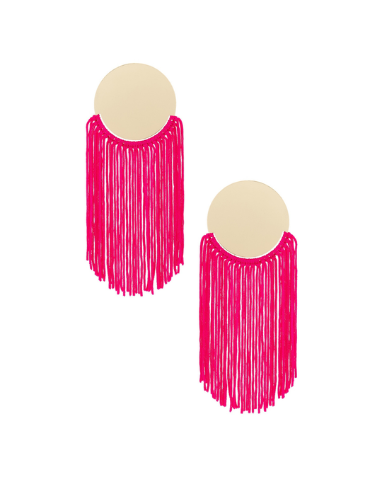 Electric Fringe Earring – gold disc earring with bold fringe