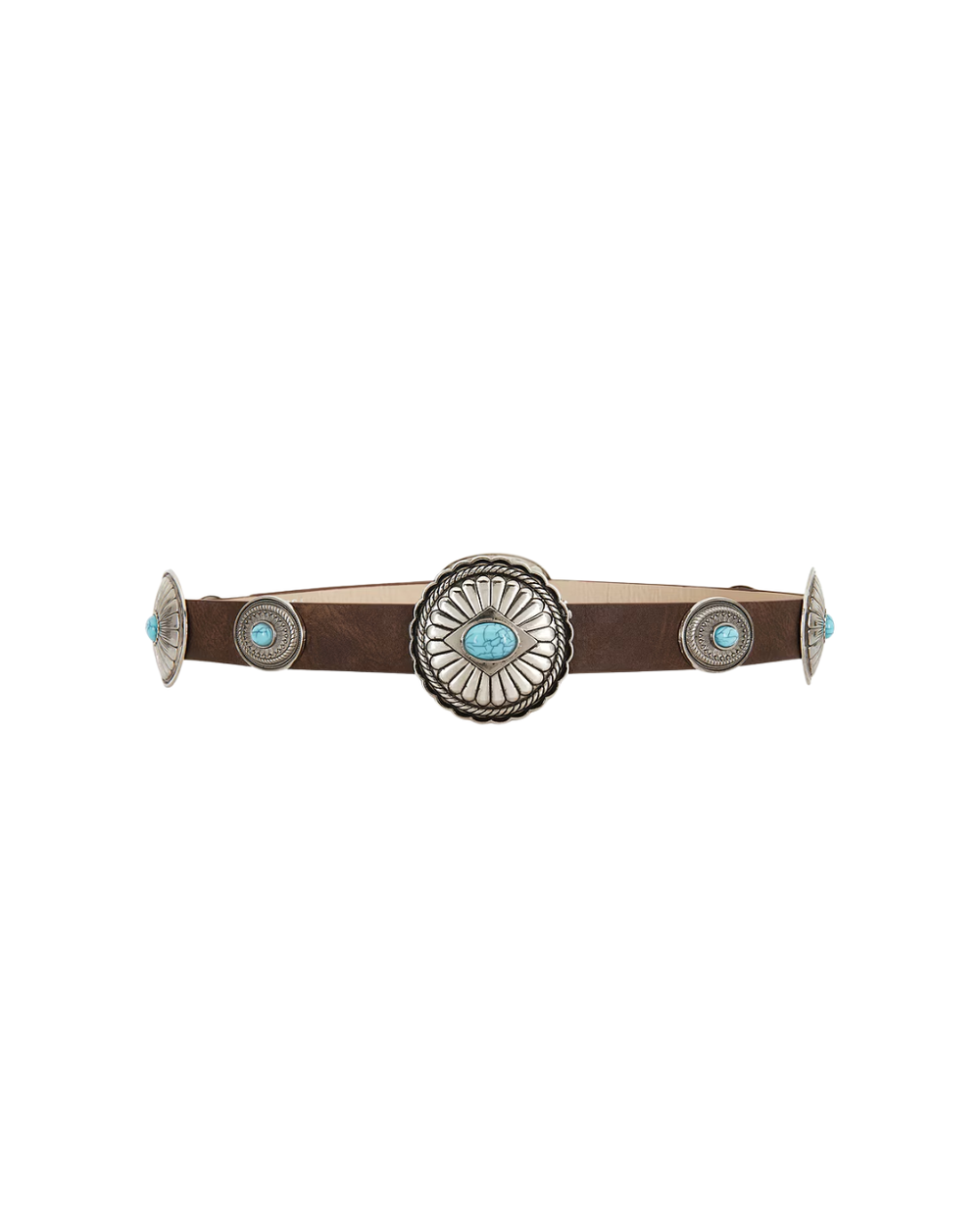 Ella Buckle Belt alternate view with silver concho medallion and turquoise accents