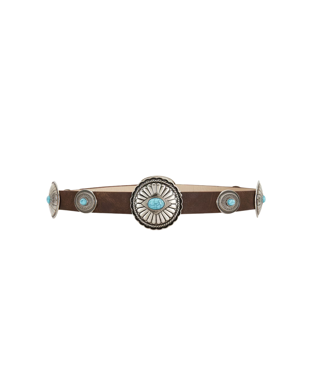 Ella Buckle Belt alternate view with silver concho medallion and turquoise accents