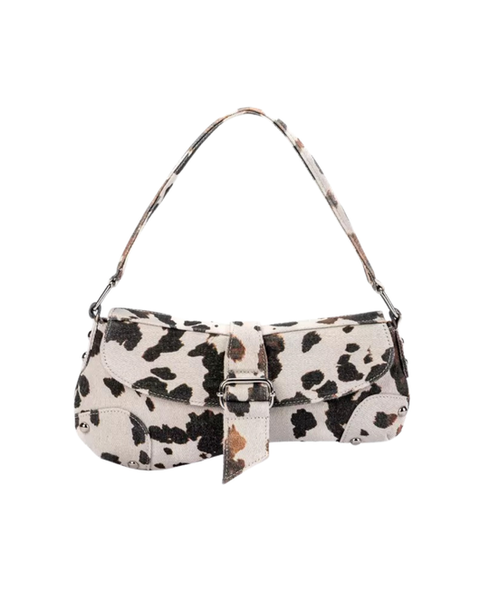 Graze Shoulder Bag in black and white cow print – mini shoulder bag