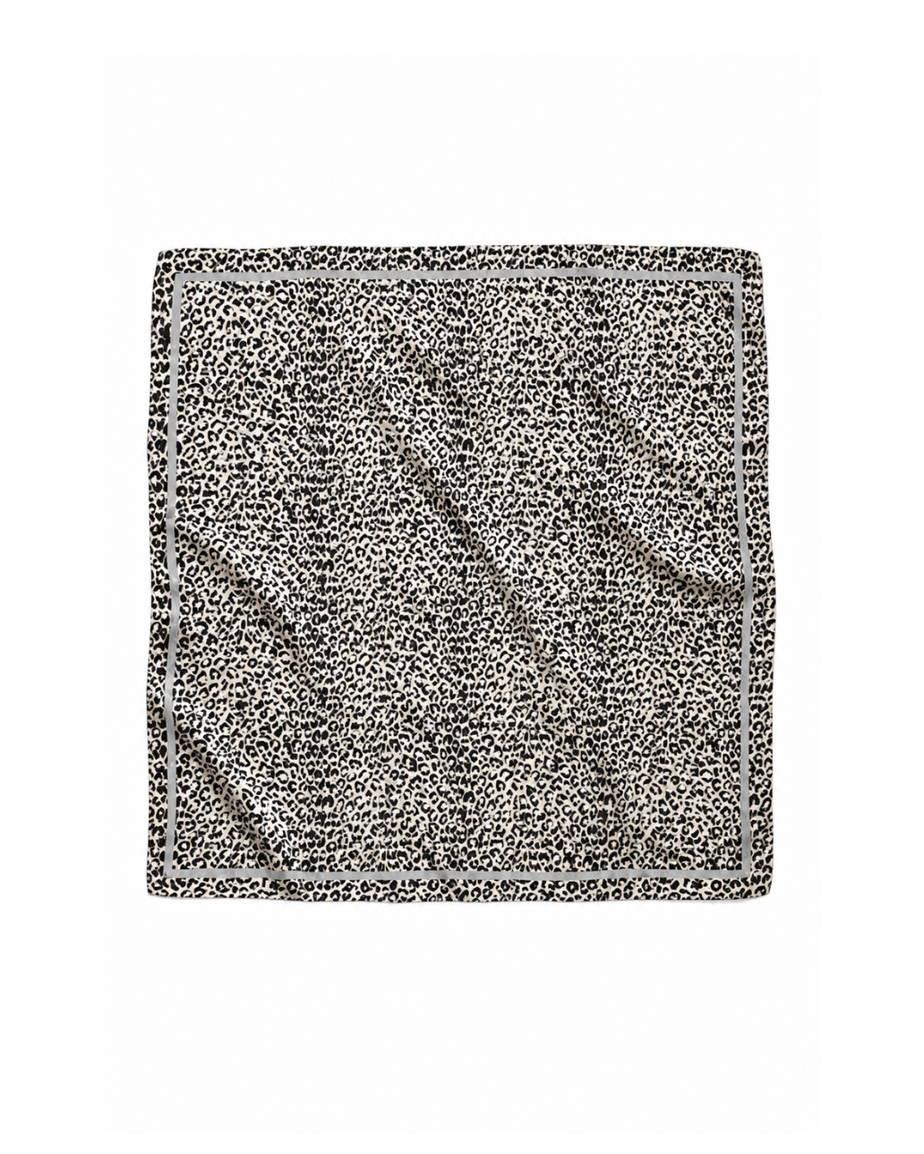 Feline leopard print scarf with a solid black border