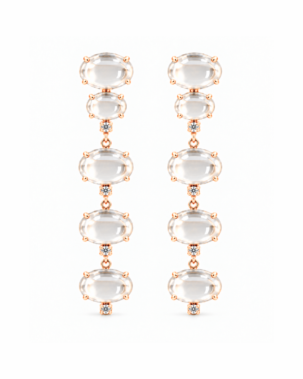 Galerie Dangle Earring, five-tier linear drop with clear resin stones in gold-toned settings