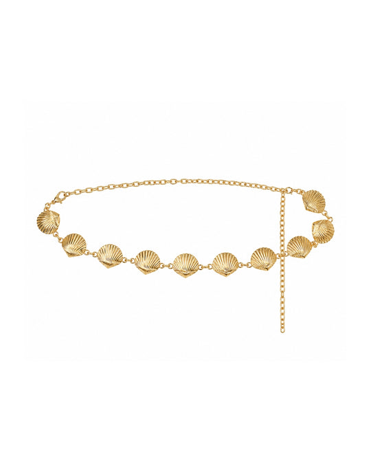 Golden Tide gold-plated chain belt with golden shell charms