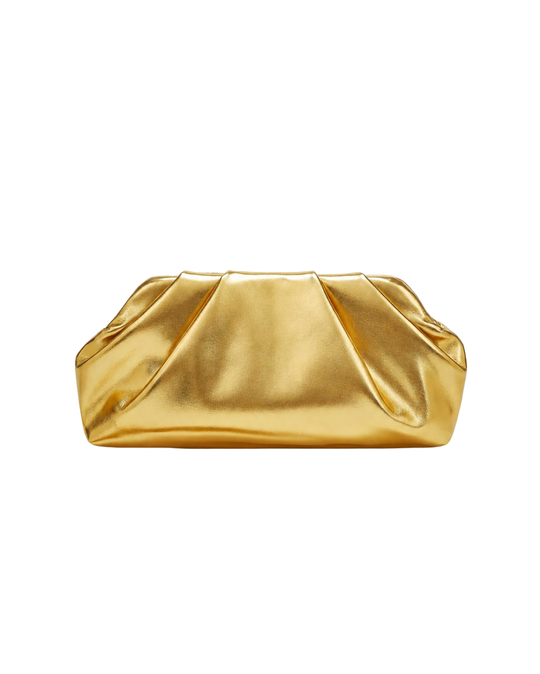 Halo Clutch in gold – vegan leather clutch with chain strap