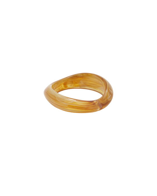 Honey Glow Bangle – glossy translucent resin bangle with abstract shape
