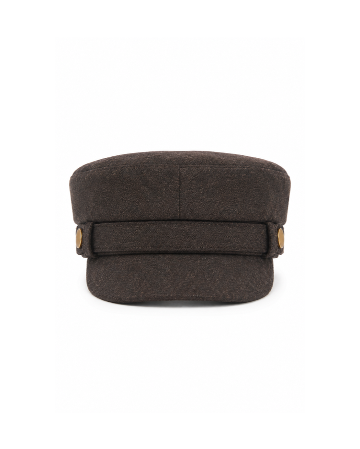 8 Other Reasons Jude baker boy hat in dark brown wool, front view