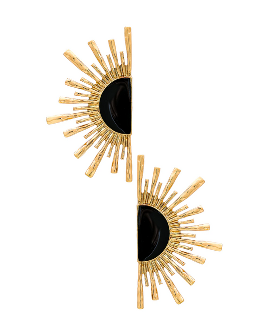 Desert Sun half-sun statement earrings in 18k gold plate