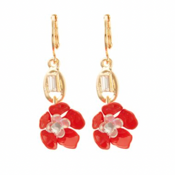 OBLONG MINI HOOP WITH POPPY CHARMS