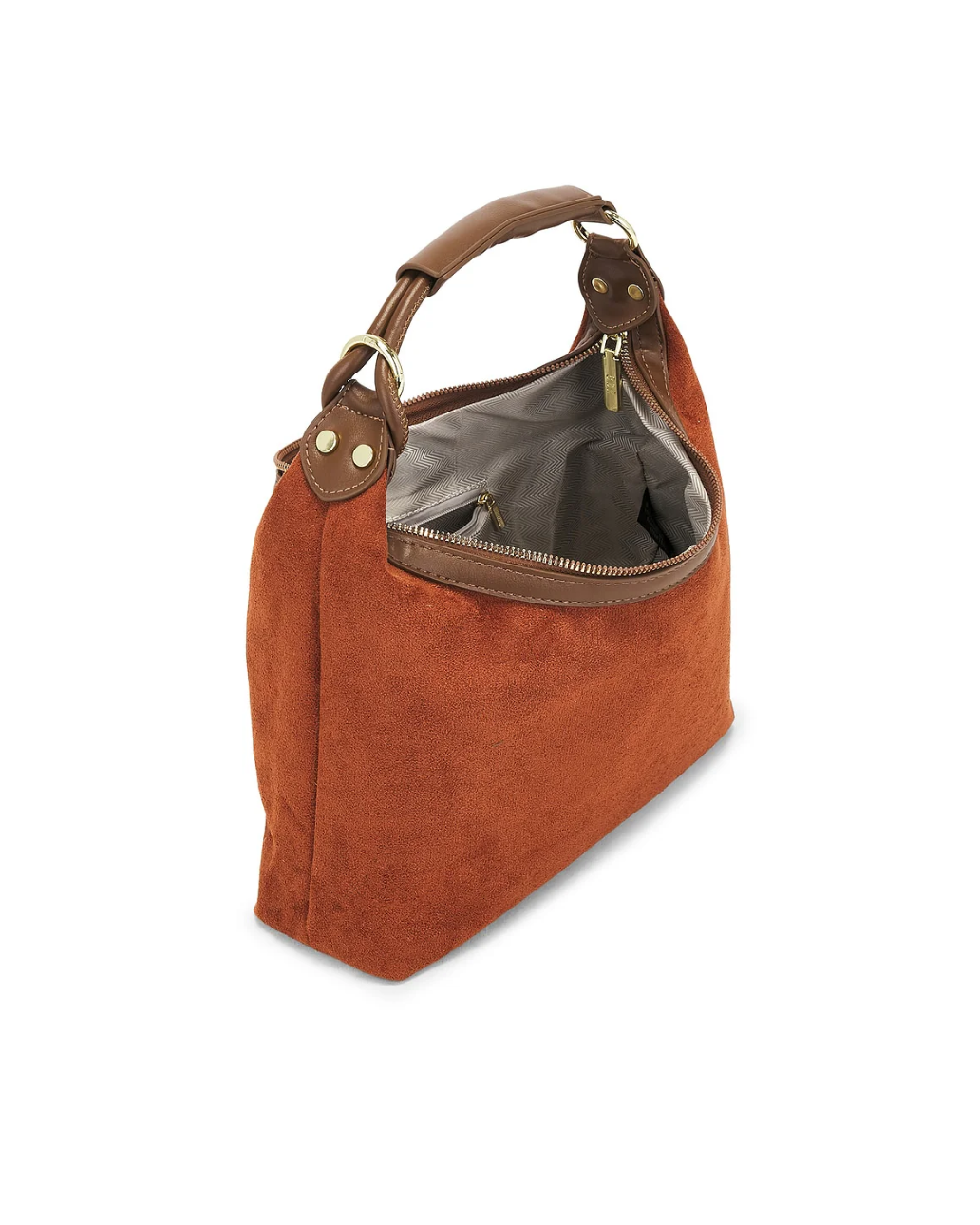 SUEDE TOP HANDLE BAG