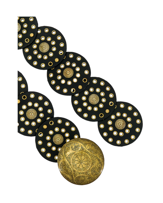 Festival Belt – faux leather disc belt with gusset styling, view 2