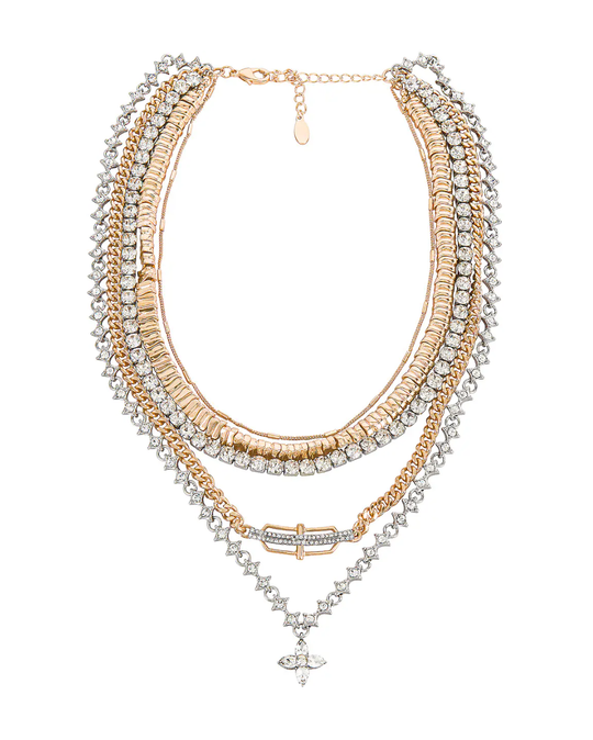 Camilla Necklace in two-tone gold and silver – multi-layered chain necklace