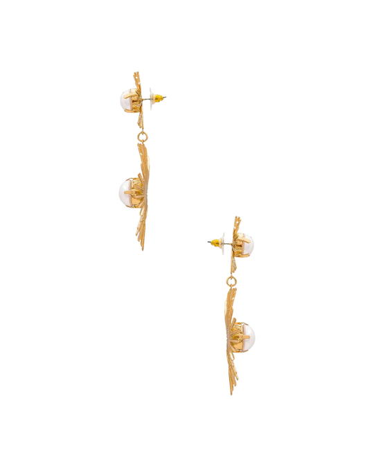 Pearl Drop Earring in gold – alternate view of faux pearl drop