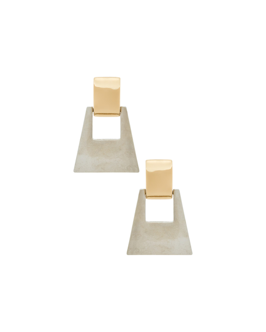 Mezi Earring in two-tone gold and silver – mixed metal statement earring