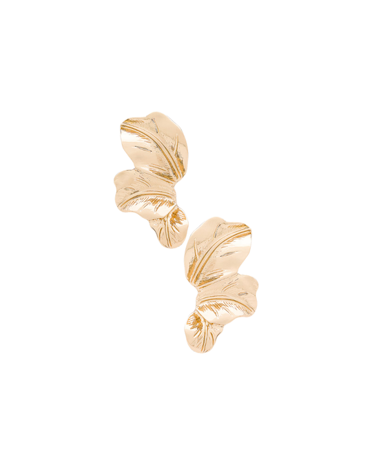 Leaf Earring in gold – botanical leaf drop earring