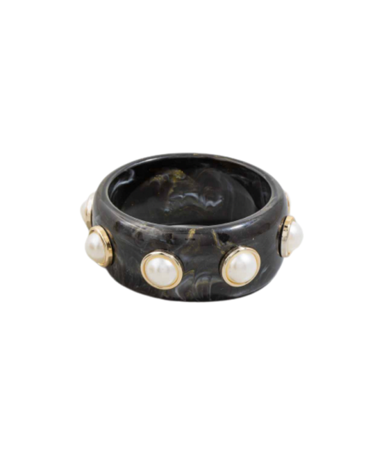 Nocturne Bangle in black marble – alternate view