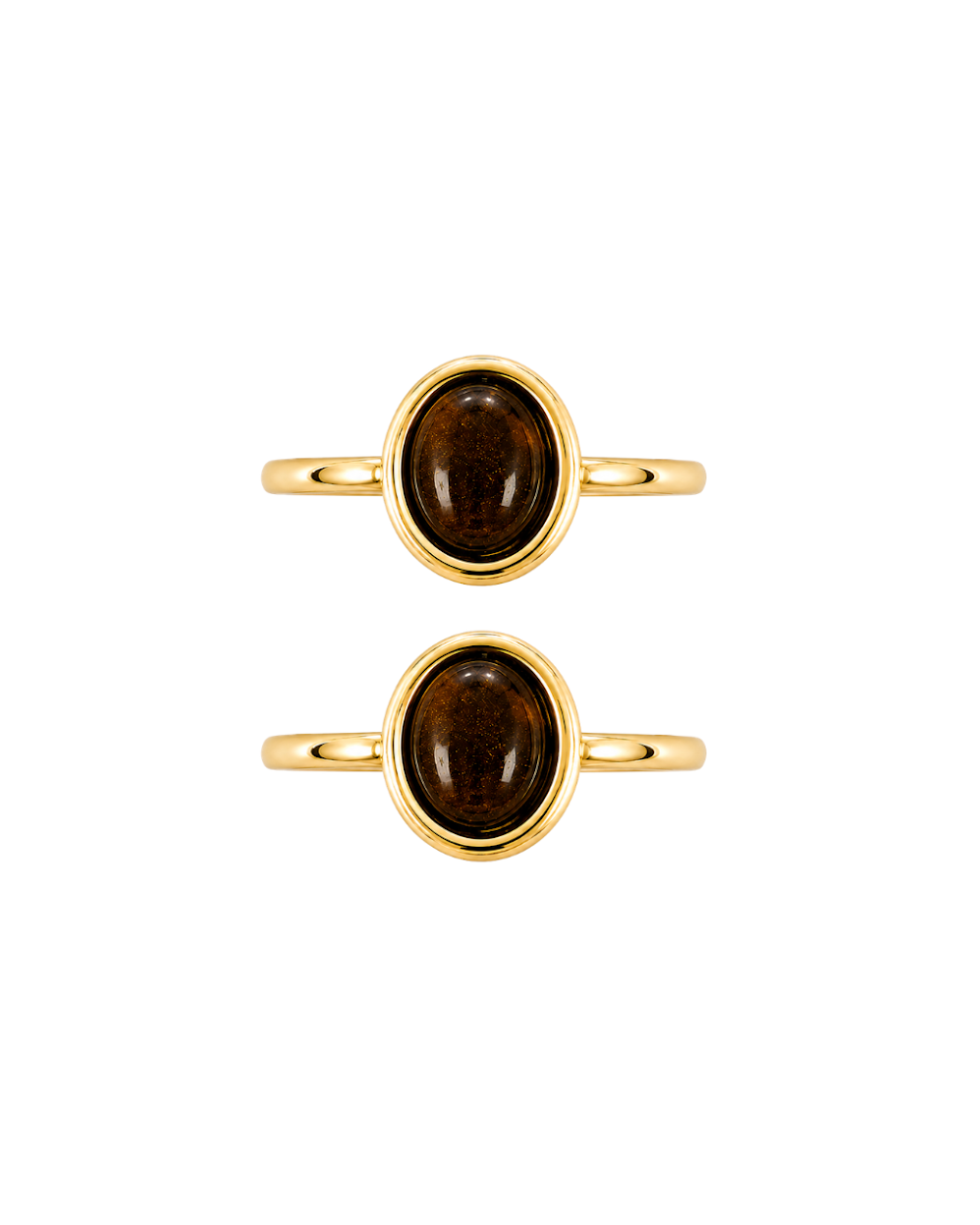 Sienna Stone Toe Ring Set — gold-plated toe rings with a brown stone accent, set of two