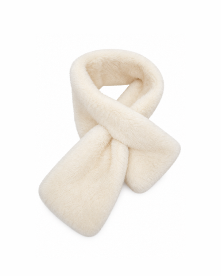 Snow Bunny Set ivory faux fur pull-through scarf