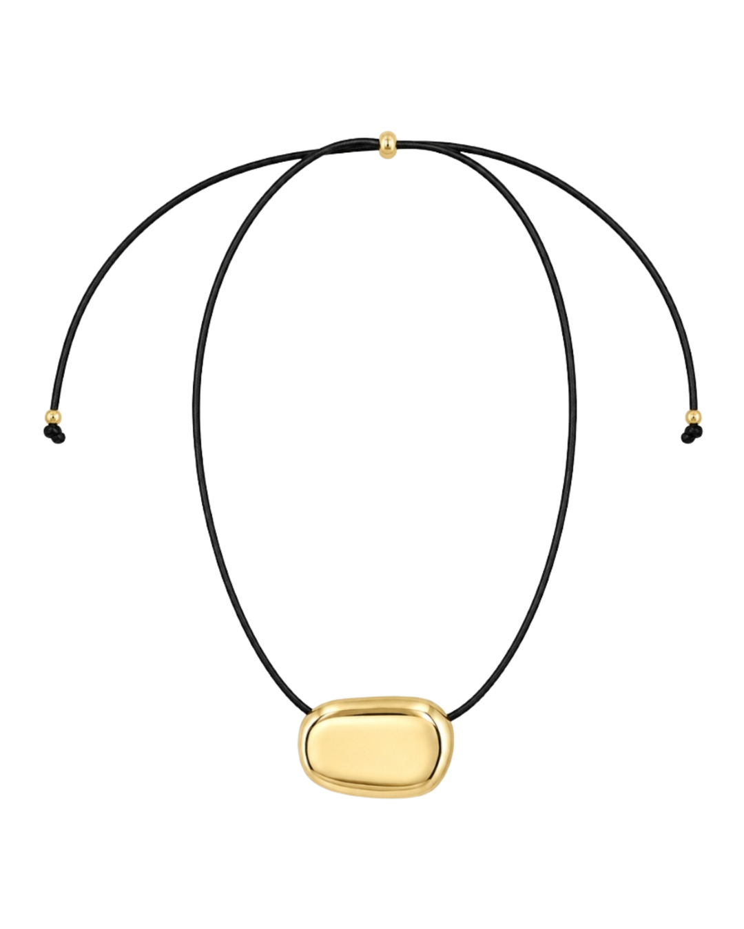 Soft cord necklace with gold-plated sculptural pendant on leather cord