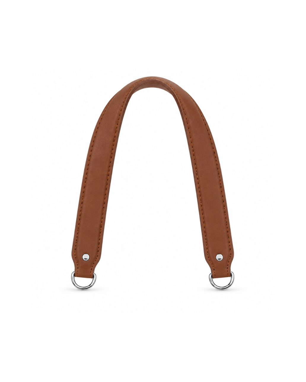 Wrap Bag Handle in brown vegan leather with silver-toned ring hardware