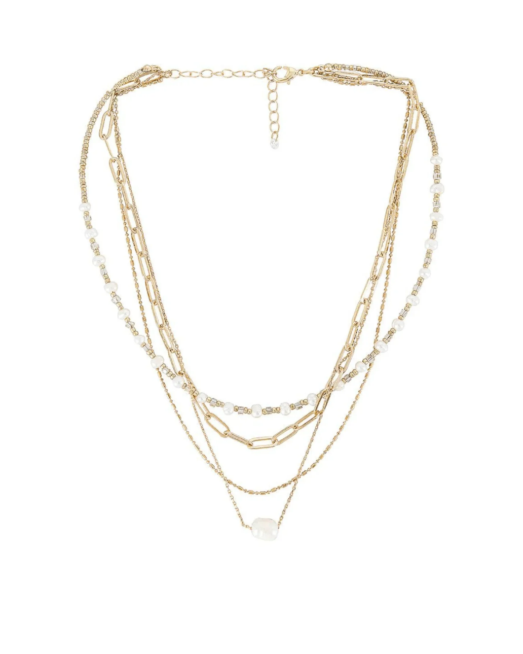 Zoe Necklace - gold pre-layered chain necklace with acrylic pearl accents