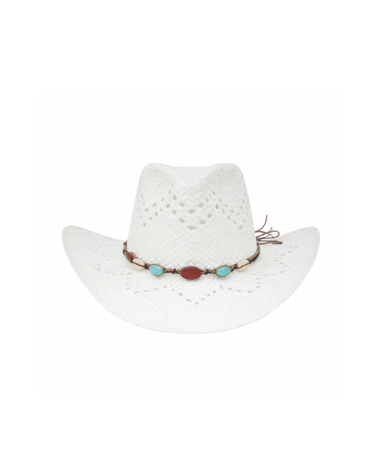 Beaded Belle Cowboy Hat – woven raffia cowboy hat with beaded band