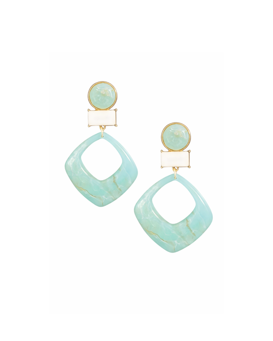Faye Dangle Earring – gold plated geometric resin dangle earring, view 2