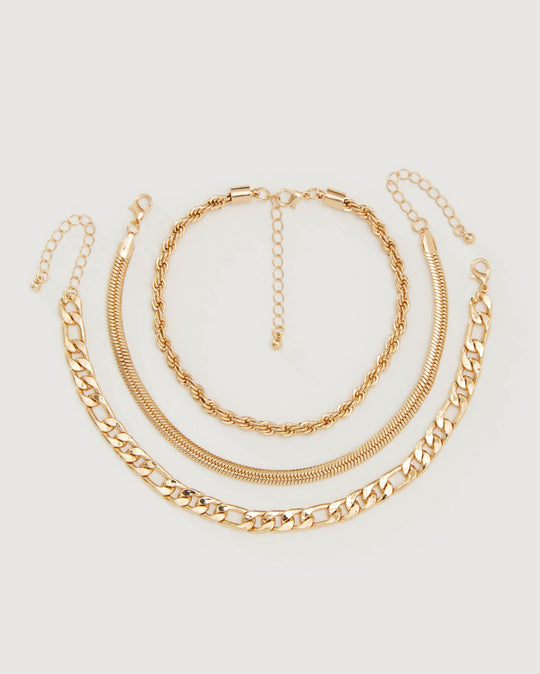 Sorrento Anklet – 18k gold plated three-layer anklet