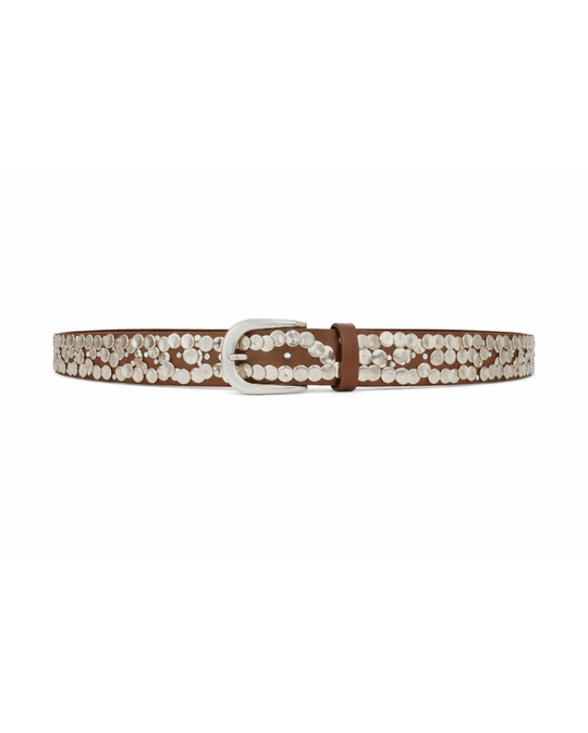 Whiskey Fever Belt – vegan leather belt with silver disc hardware, view 2