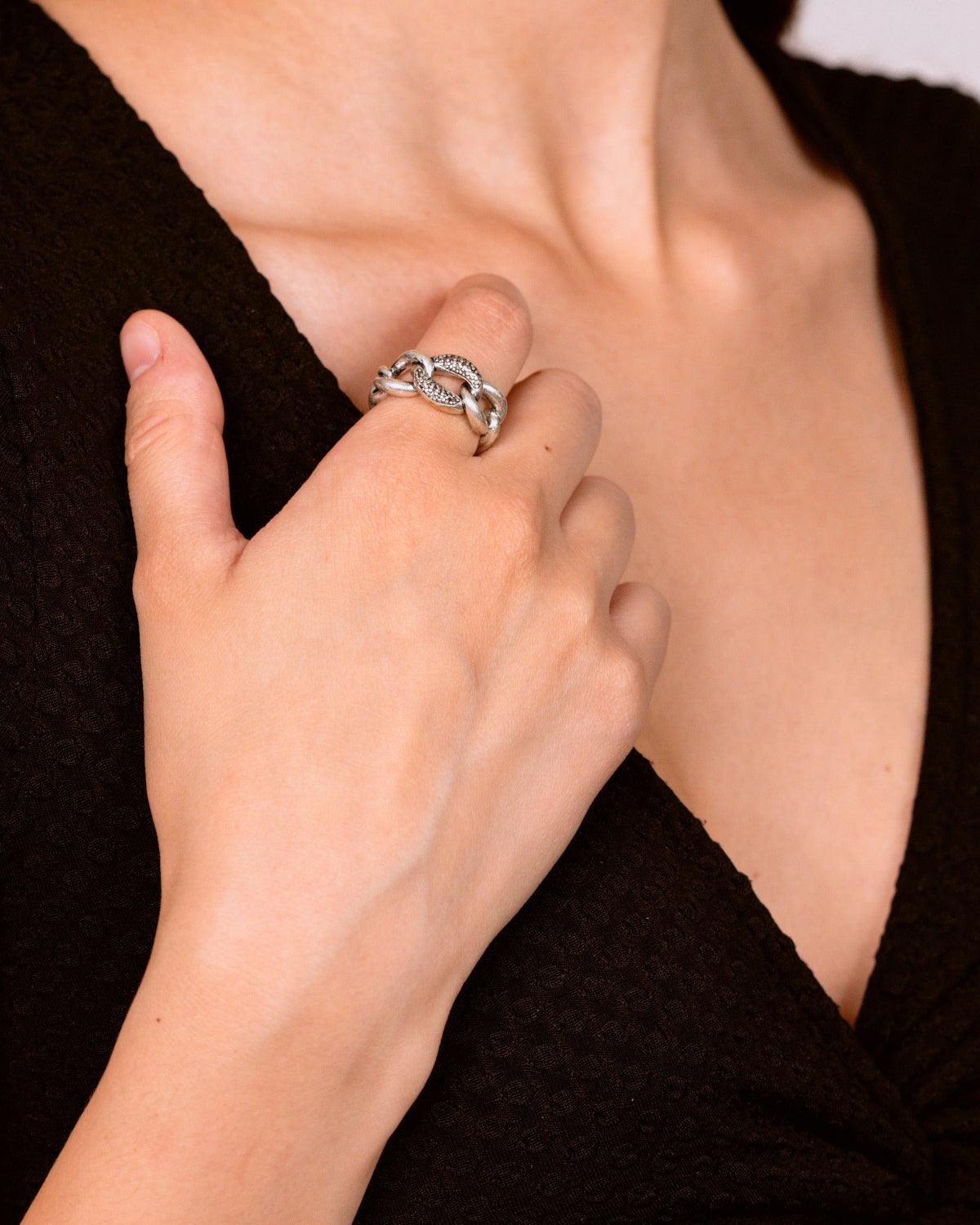 BURNISHED SILVER CHAINED RING - 8 Other Reasons