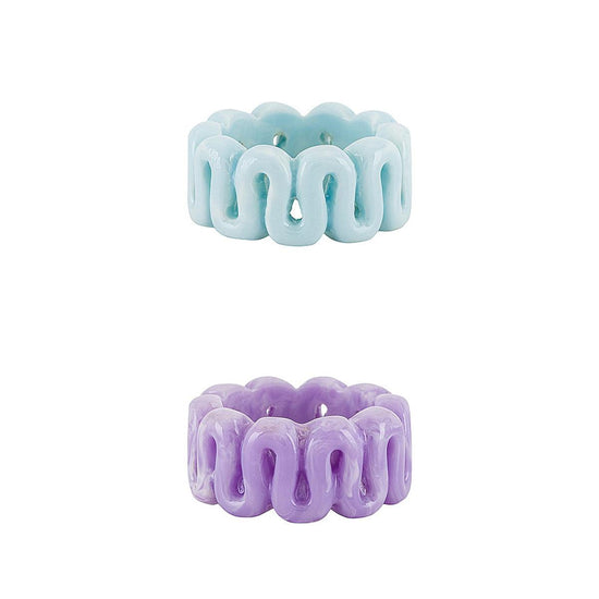 Acrylic ring set of two, purple and blue rings
