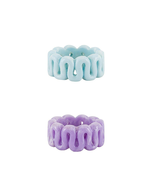 Acrylic ring set of two, purple and blue rings